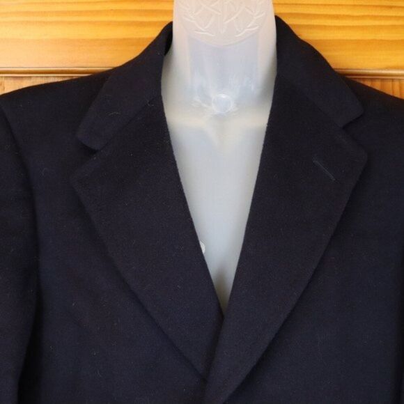 Hart Schaffner & Marx Silver Trumpeter Blazer 100% Cashmere Over Coat Navy Blue - Picture 3 of 15